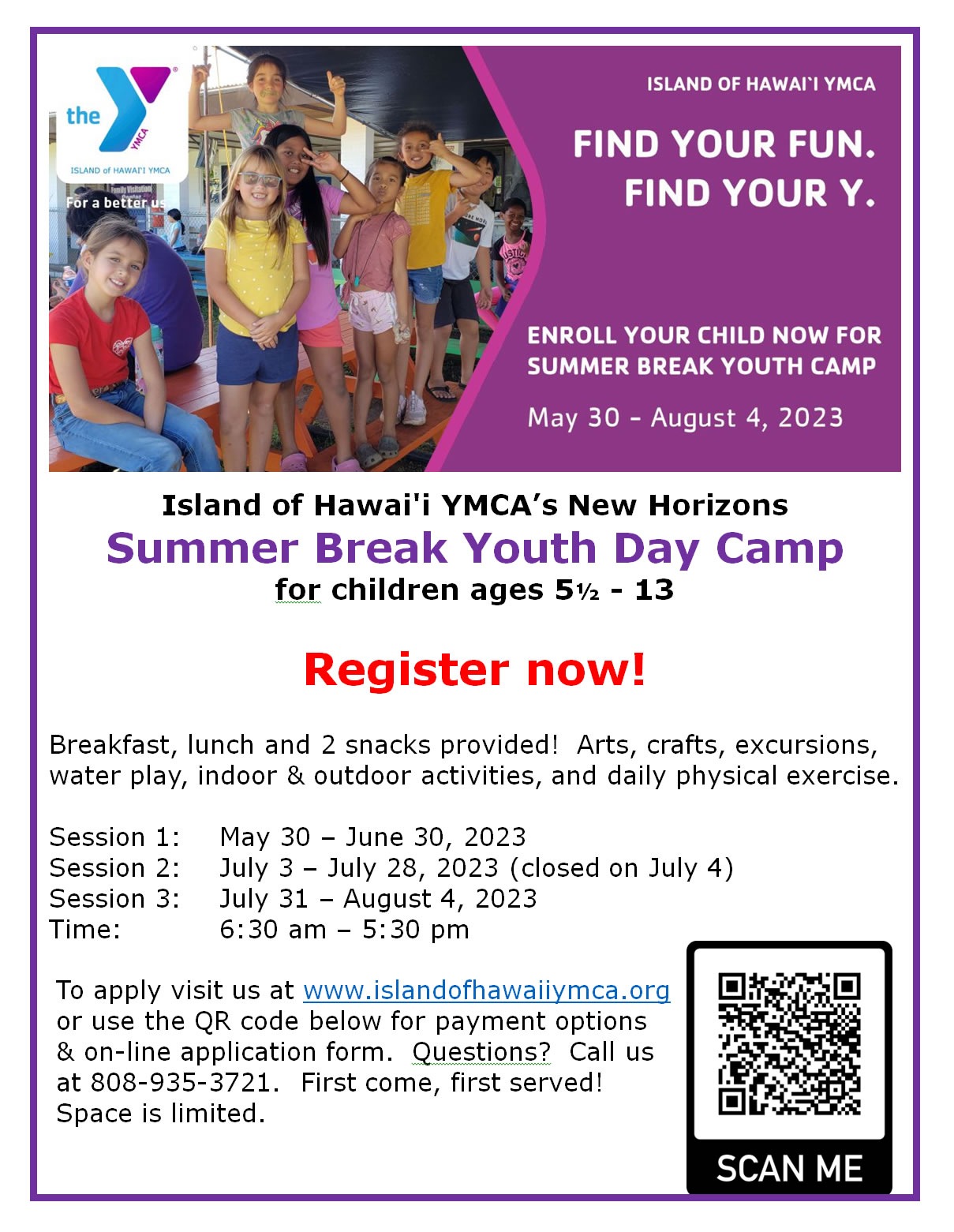 Summer 2023 New Horizons Day Camp Island of Hawaii YMCA