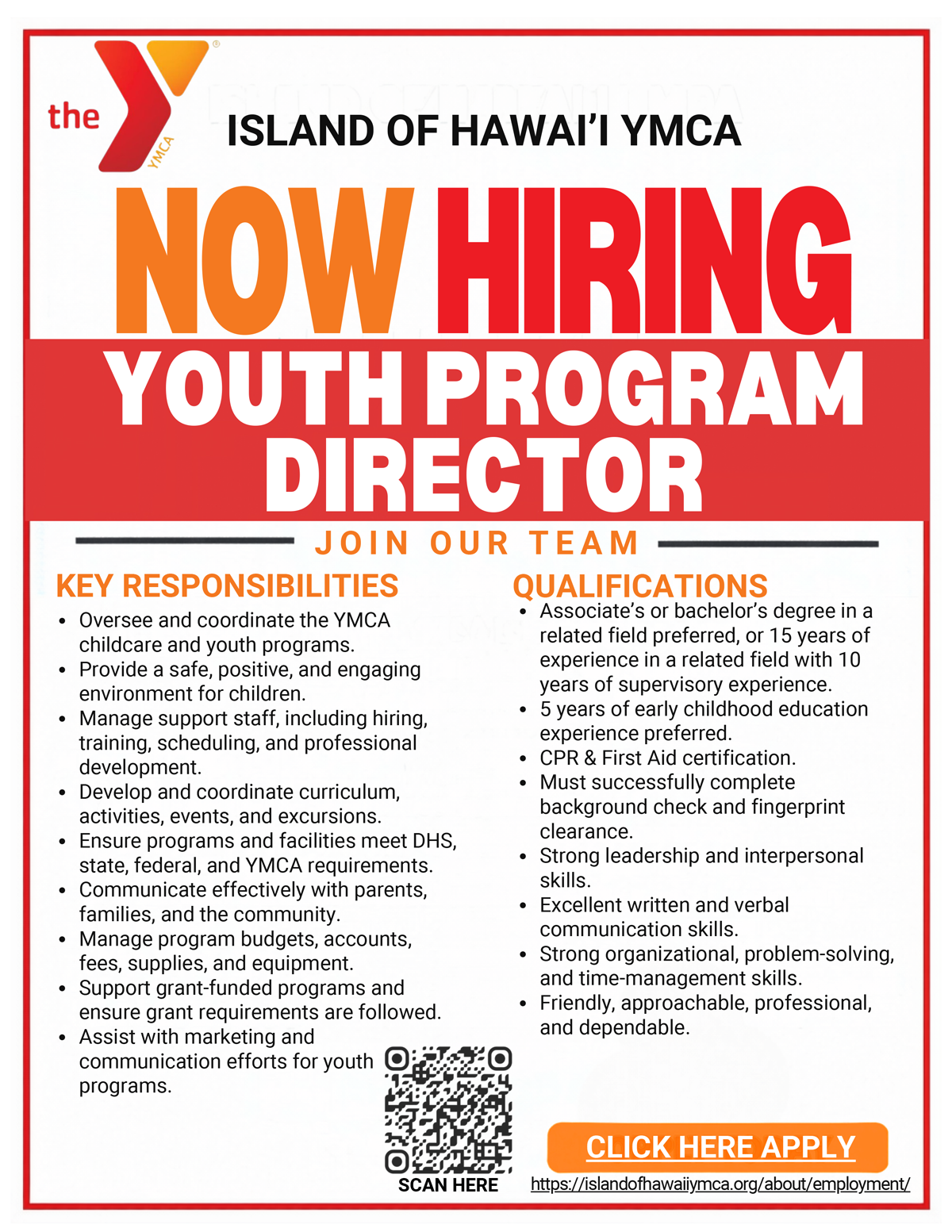 Youth Program Director Flyer