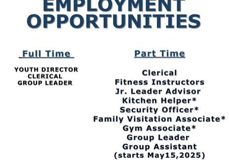 2025 01 09 Employment Opportunities YMCA